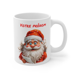 Mug Personnalisé de Noël avec Père Noël et Liste - Tasse en Céramique avec Prénom - Cadeau Festif Unique