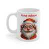 Mug Personnalisé de Noël avec Père Noël Écouteurs - Tasse en Céramique avec Prénom - Cadeau Musical Festif