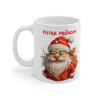 Mug Personnalisé de Noël avec Père Noël et Sac de Cadeaux - Tasse en Céramique Festive - Prénom au Choix