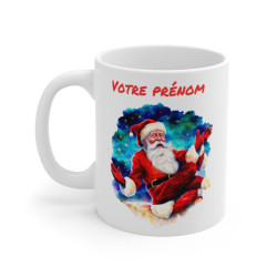 Mug de Noël Personnalisé - Père Noël Méditatif en Céramique - Prénom au Choix