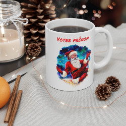 Mug de Noël Personnalisé - Père Noël Méditatif en Céramique - Prénom au Choix