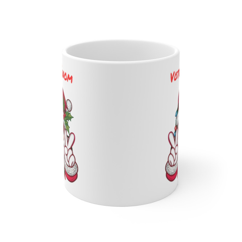 Mug de Noël Personnalisé - Père Noël Cool avec Signes de Paix et Lunettes Cœur - Prénom au Choix