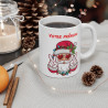 Mug de Noël Personnalisé - Père Noël Cool avec Signes de Paix et Lunettes Cœur - Prénom au Choix