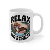Mug Tasse Animal Relax "No Stress" avec Chat Détendu – Tasse en Céramique Anti-Stress –Idée Cadeau Originale
