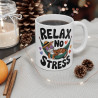 Mug Animal "No Stress" avec Chat Cool en Hamac - Tasse en Céramique Anti-Stress - Idée Cadeau pour les Moments de Détente