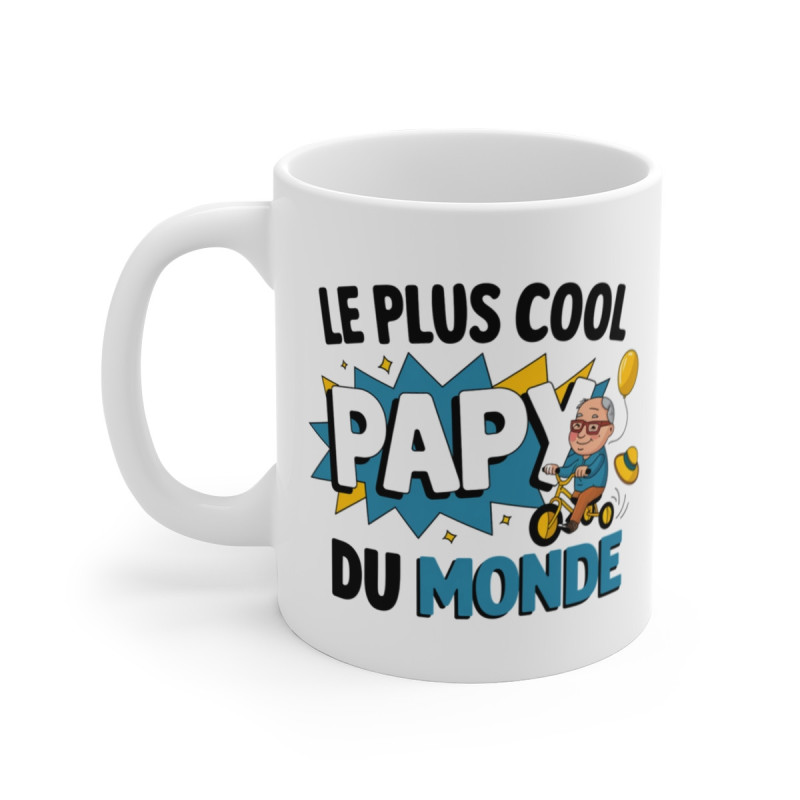 Mug "Le Plus Cool Papy du Monde" - Tasse en Céramique pour Grand-Père - Idée Cadeau Originale pour Papi