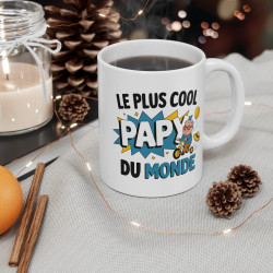 Mug "Le Plus Cool Papy du Monde" - Tasse en Céramique pour Grand-Père - Idée Cadeau Originale pour Papi