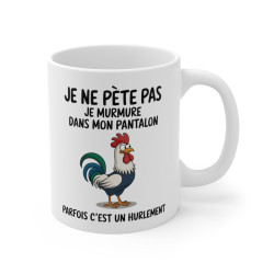 Mug  Tasse Humour "Je ne pète pas, je murmure" - Tasse Drôle avec Coq - Idée Cadeau Originale et Rigolote