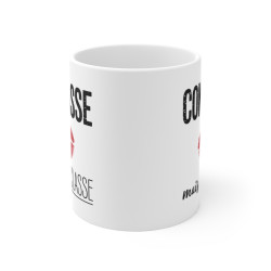 Mug  Humour Femme Tasse Classe avec Embrasse Rouge - Tasse Humoristique en Céramique - Cadeau Drôle et Tendance