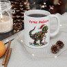 Mug Personnalisé T-Rex de Noël avec Guirlande Lumineuse - Cadeau Original et Festif pour les Amoureux des Dinosaures