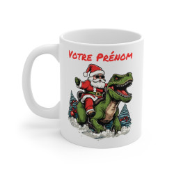 Mug Père Noël en T-Rex - Tasse Personnalisée et Drôle de Noël - Idée Cadeau Originale pour enfants et adultes