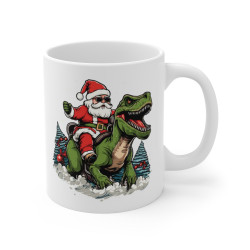 Mug Noël Père Noël sur T-Rex - Tasse Festive et Originale - Cadeau Fun pour les Fêtes pour enfants et adultes