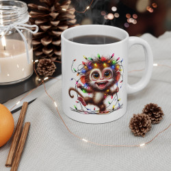 Mug Singe de Noël Lumineux - Tasse Drôle et Festive - Cadeau Parfait pour les Fêtes