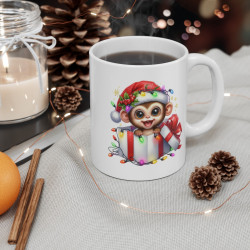Mug Singe de Noël en Cadeau - Tasse Mignonne et Festive - Idée Cadeau Parfaite pour les Fêtes