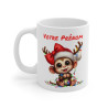 Mug Personnalisé Singe de Noël - Tasse Mignonne avec Prénom - Cadeau Unique pour les Fêtes