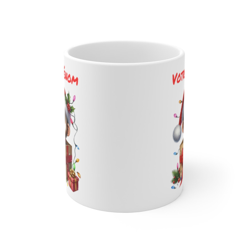 Mug Personnalisé Singe de Noël - Tasse avec Prénom - Cadeau Festif et Mignon pour les Fêtes