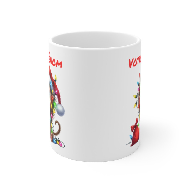 Mug Tasse Personnalisé Singe de Noël - Tasse Festive avec Prénom - Cadeau Unique et Mignon pour les Fêtes