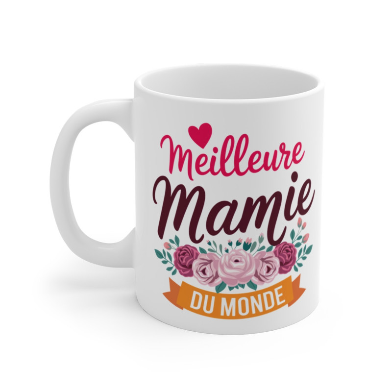 Mug "Meilleure Mamie du Monde" - Tasse Cadeau pour Mamie - Design Floral et Élégant