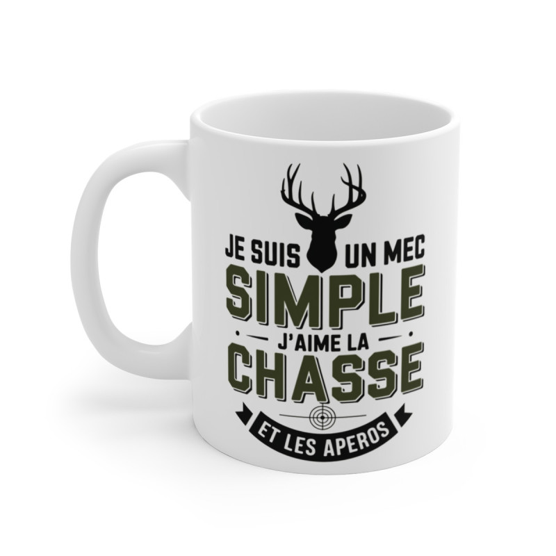 Mug "J'aime la Chasse et les Apéros" - Tasse Humoristique pour Chasseur - Cadeau Original