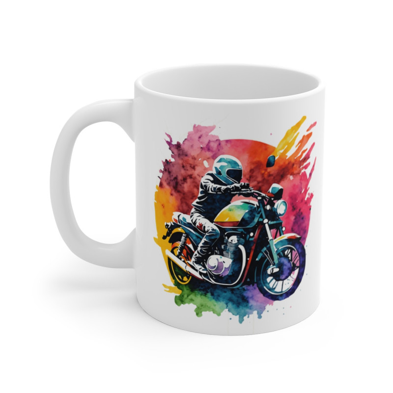 Mug Moto Artistique - Tasse pour Passionnés de Motos - Design Dynamique et Coloré