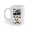 Mug Personnalisable "Il est doux comme un agneau, mais faut pas le chercher" - Cadeau Humoristique et Adorable
