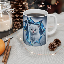 Mug "Chaton Cristal et Étoiles" - Cadeau Féérique pour Amoureux des Chats et de Magie