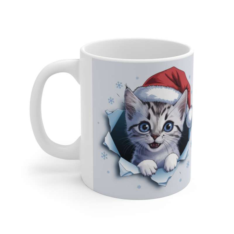 Mug Tasse Chat  "Chaton Noël - Douceur et Fêtes" - Cadeau Mignon et Festif pour Noël