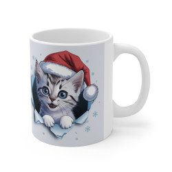 Mug Tasse Chat  "Chaton Noël - Douceur et Fêtes" - Cadeau Mignon et Festif pour Noël