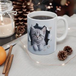 Mug Tasse "Chaton et Fleurs - Douceur et Élégance Féline" - Idée cadeau pour Amoureux des Chats