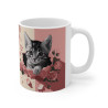 Mug Tasse "Chat et Roses Romantiques - Élégance et Tendresse" - Idée Cadeau pour Amoureux des Chats