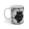 Mug Tasse Animal Chat "Chaton Noir et Roses Blanches" - Élégance et Mystère Félin