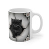 Mug Tasse Animal Chat "Chaton Noir et Roses Blanches" - Élégance et Mystère Félin