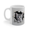 Mug "Tasse Animal Chaton et Fleurs Blanches" - Douceur et Élégance Féline pour enfants et adultes