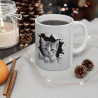 Mug "Tasse Animal Chaton et Fleurs Blanches" - Douceur et Élégance Féline pour enfants et adultes