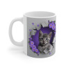 Mug Tasse Animal Chat "Chaton et Fleurs Violettes" - Élégance Féline et Florale pour enfants et adultes