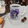 Mug Tasse Animal Chat "Chaton et Fleurs Violettes" - Élégance Féline et Florale pour enfants et adultes
