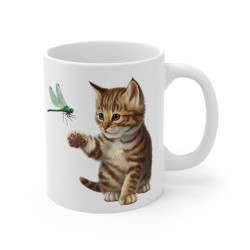 Mug Tasse Animal Chat Chaton et Libellule" -Idée cadeau  Douceur et Nature pour enfants et adultes