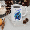 Mug Motard Moto Bleu Personnalisable– Tasse Céramique 325ml avec Design Moto – Cadeau Passion Moto et Aventure