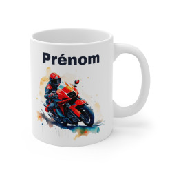 Mug Personnalisé Motard Rouge - Cadeau Unique et Original pour Passionnés de Moto