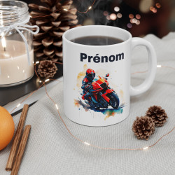 Mug Personnalisé Motard Rouge - Cadeau Unique et Original pour Passionnés de Moto