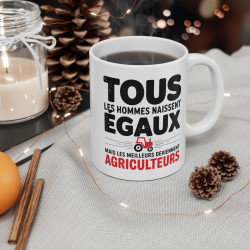 Mug Tasse Agriculteur "Tous les Hommes Naissent Égaux, Mais les Meilleurs Deviennent Agriculteurs" Idée cadeau drôle