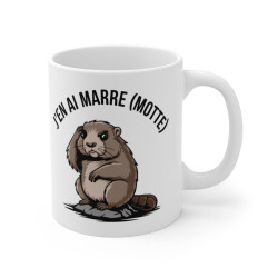 Mug Tasse Drôle Animal Humoristique "J'en ai marre (motte)" - Illustration de Marmotte pour enfants et adultes