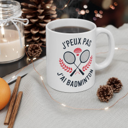 Mug Tasse à Café "J'peux pas, j'ai badminton" – Cadeau Original pour Passionnés de Badminton