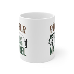 Mug Tasse à Café "Pêcheur 100% Naturel" – Idée Cadeau Originale pour Passionnés de Pêche