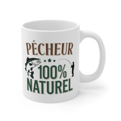 Mug Tasse à Café "Pêcheur 100% Naturel" – Idée Cadeau Originale pour Passionnés de Pêche