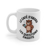 Mug Tasse à Café Humour Animal Ours "Le Café d’Abord, Les Questions Ensuite" – Cadeau Original et Drôle