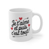 Mug Tasse à Café Amour "Je t’aime et puis c’est tout !" – Cadeau Romantique et Original