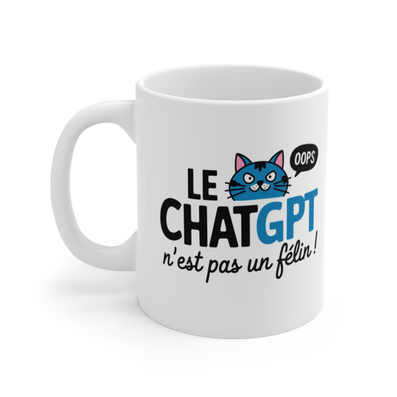 Mug Tasse Drôle Chat GPT "Le ChatGPT n'est pas un félin !" - Idée Cadeau Humour Geek et Original