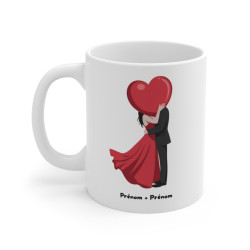 Mug Tasse Personnalisable "Amoureux Cœur" – Ajoutez Vos Deux Prénoms pour un Cadeau Romantique Unique, Amour, Couple