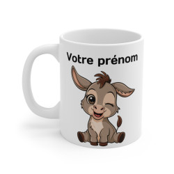 Mug Tasse Animal Personnalisable "Petit Âne Malicieux" – Ajoutez Votre Prénom pour un Cadeau Adorable pour enfants et adultes